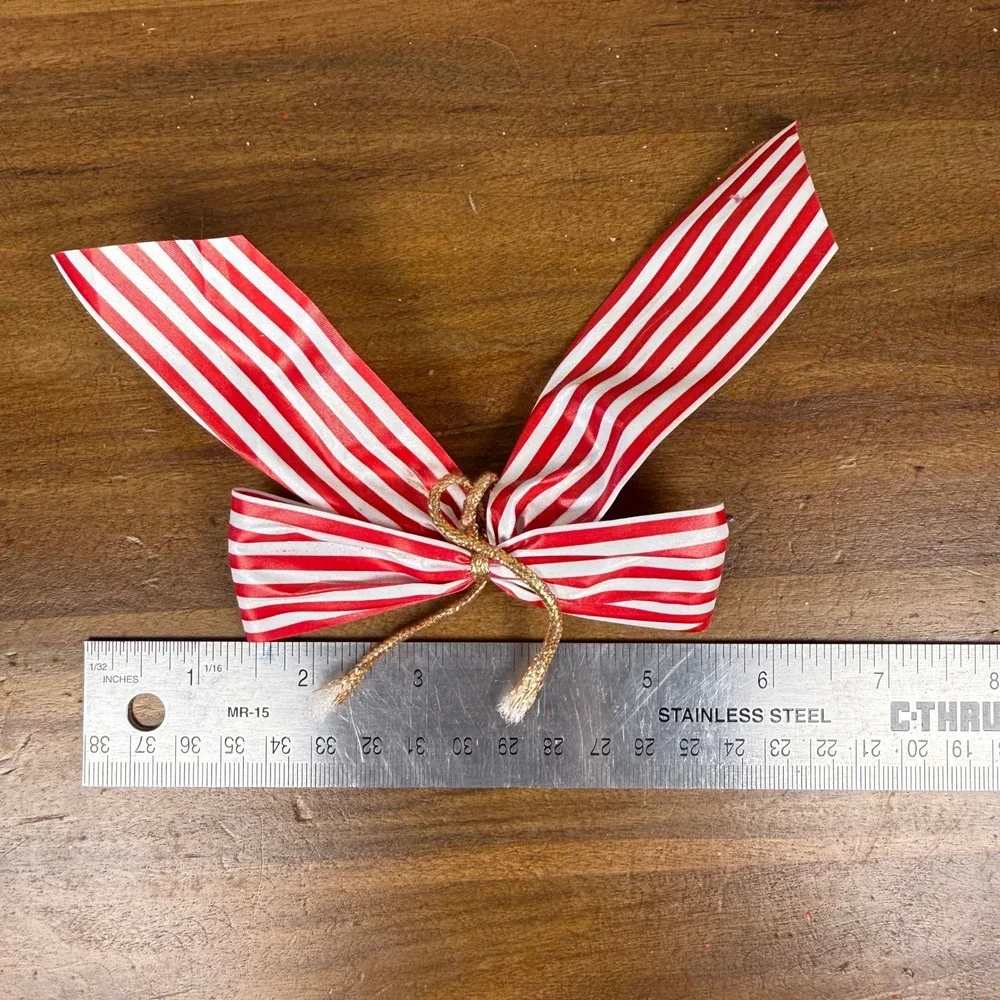 Vintage Christmas Bows Set 15 Red Velvet Striped Gold Cord Holiday Decor Accents